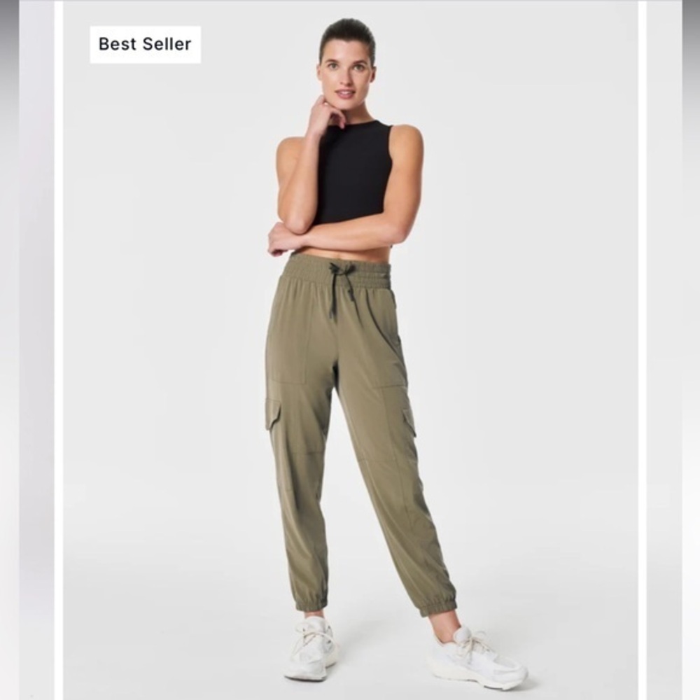 SPANX Out Of Office Cargo Jogger Pants Womens 1X Olive Green High Rise NWT